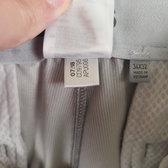 Adidas Golf Pants Size 34x32 Mens Flat Front Gray Stretch Striped - Picture 11 of 13